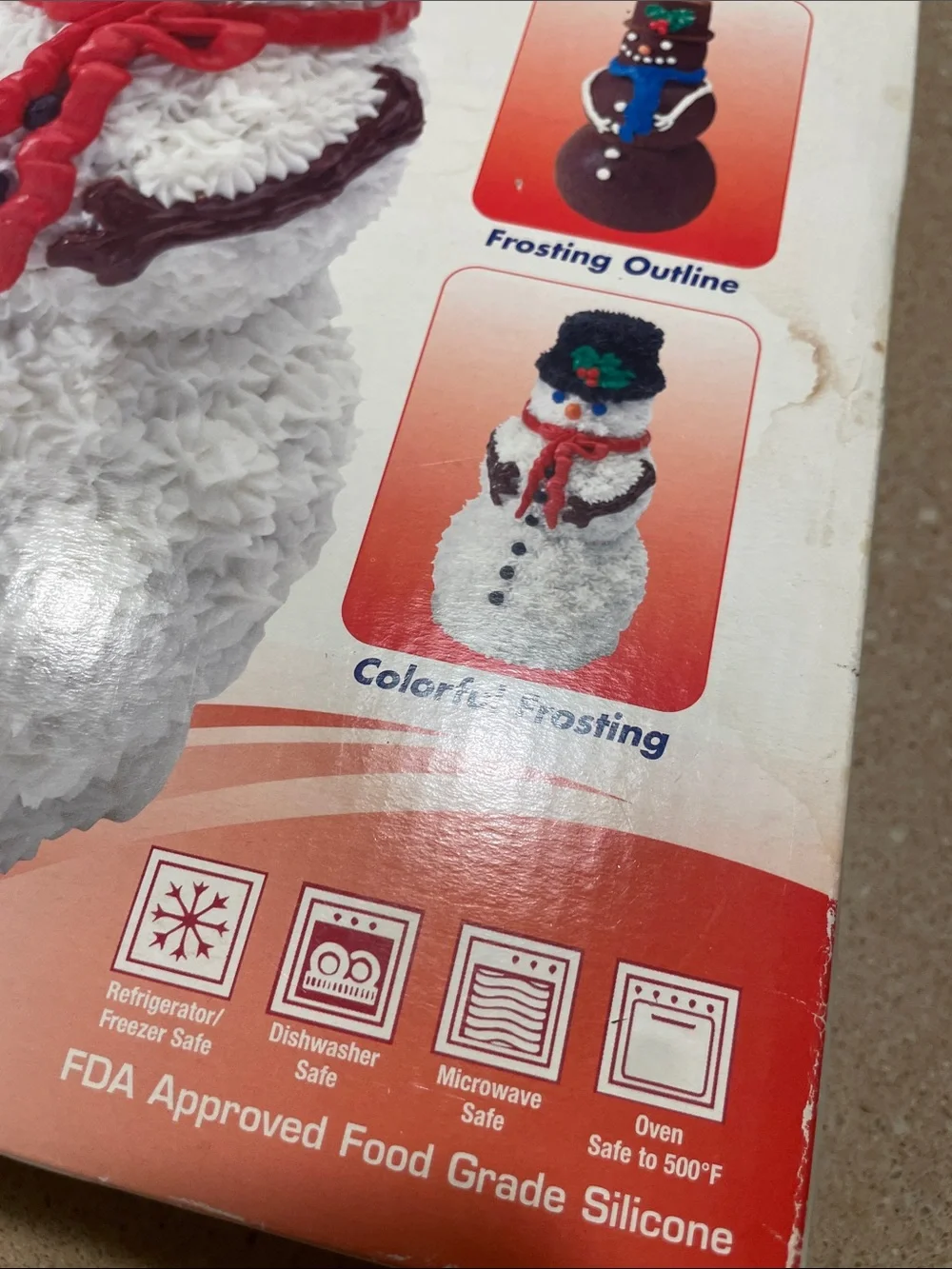 Vintage 3D Snowman Silicone Cake Mold - White & Red
